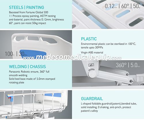 Folding Bed For Patient With Foldable Side Rail MED3W