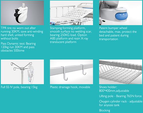 Folding Bed For Patient With Foldable Side Rail MED3W