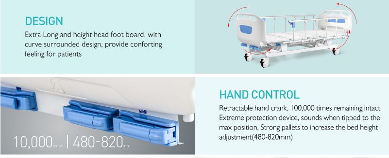 Folding Bed For Patient With Foldable Side Rail MED3W