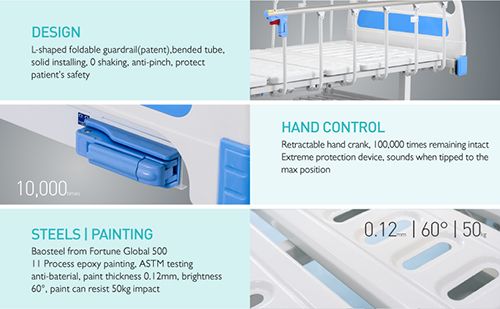 MEA2W Bed For Hospital With 5" Covered Castors