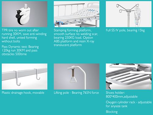 MEA2W Bed For Hospital With 5" Covered Castors