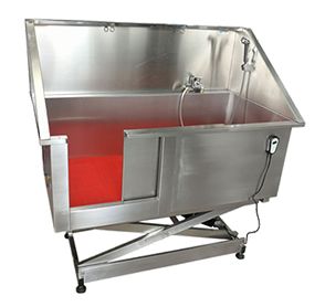 MEX04 Veterinary Stainless Steel Pet Pedal Moving Door Sink with Hair Dryer, Cleaning Tub